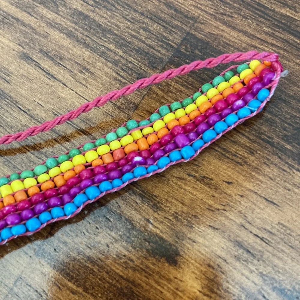 Y2K Rainbow Beaded Choker Necklace Boho 1990s 2000s Lizzie McGuire One Size EUC